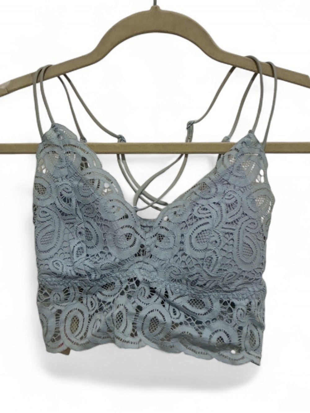Pink Victoria’s Secret Light Blue Lace Crochet Bralette